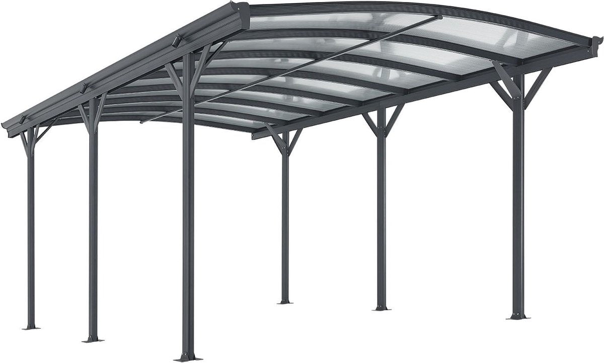Terrasoverkapping / Carport - Boogdak - 5 x 3 m - Donkergrijs