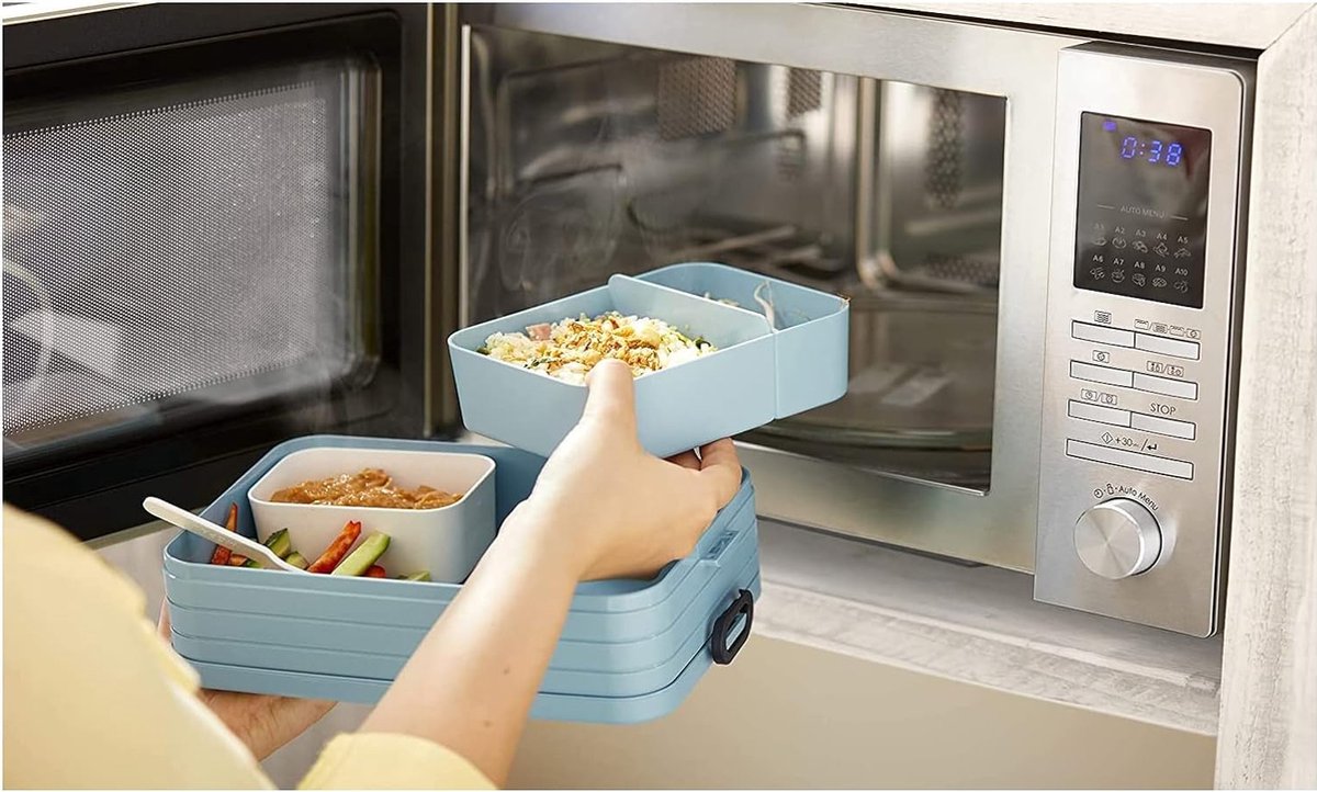 Large lunchbox with bento box, for 4 sandwiches or 8 slices of bread, lunchbox for small snacks and leftovers, lunchbox for adults, food box with compartments, Vivid Green