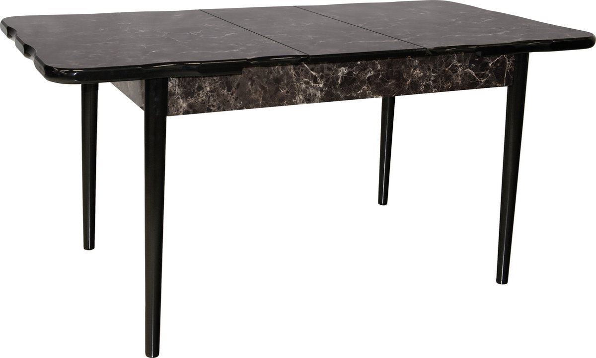 De Sfeer - Keukentafel - Eetkamertafel - Eettafels - Inklapbaar - Zwarte Steen - 165x80 cm - 4 tot 6 personen - MDF