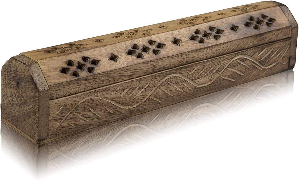 Incense Holder / Wooden Stick & Cone Burner Holder Coffin - Organic Eco-Friendly Ash Catcher - Agarbatti Holder For Meditation Yoga