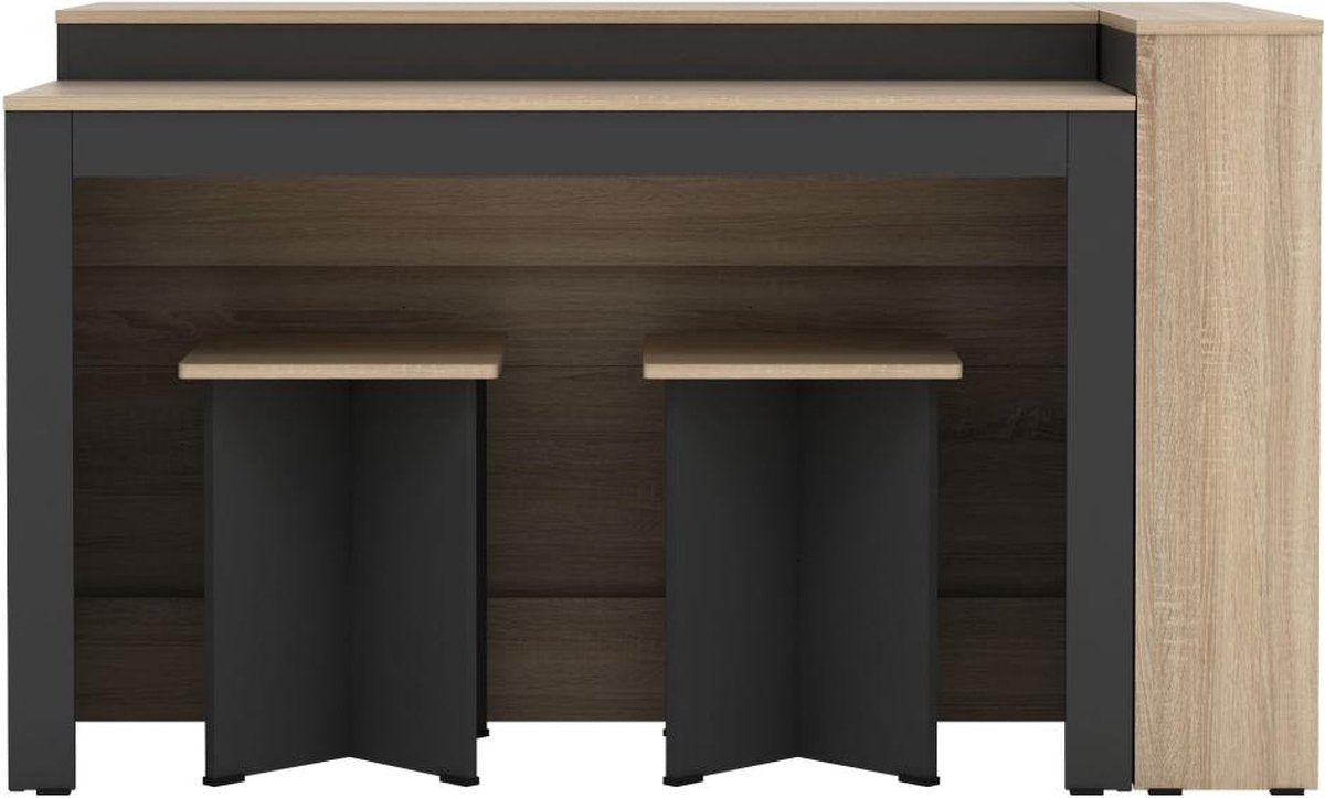 Vente-unique Keukeneilandset + 2 krukken - Zwart en licht naturel - NUSICE B 138,7 cm x H 82 cm x D 79,2 cm