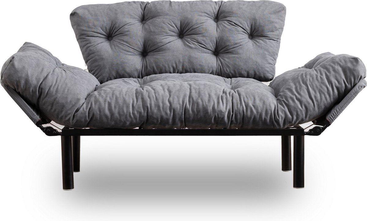 2-persoons slaapbank - Stijlvol grijs - Ruimtebesparend 155x85x73 cm
