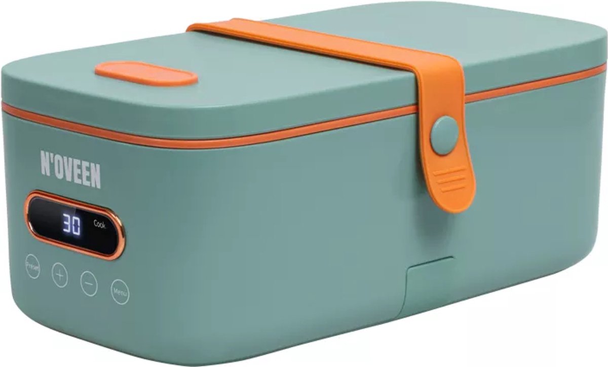 NOVEEN - MLB911 X-LINE Multi Lunch Box - Elektrische Maaltijdverwarmer met Keramische Coating, Digitaal Display en Accessoires - Compact en Stijlvol Ontwerp voor Kantoor en Onderweg - Groen