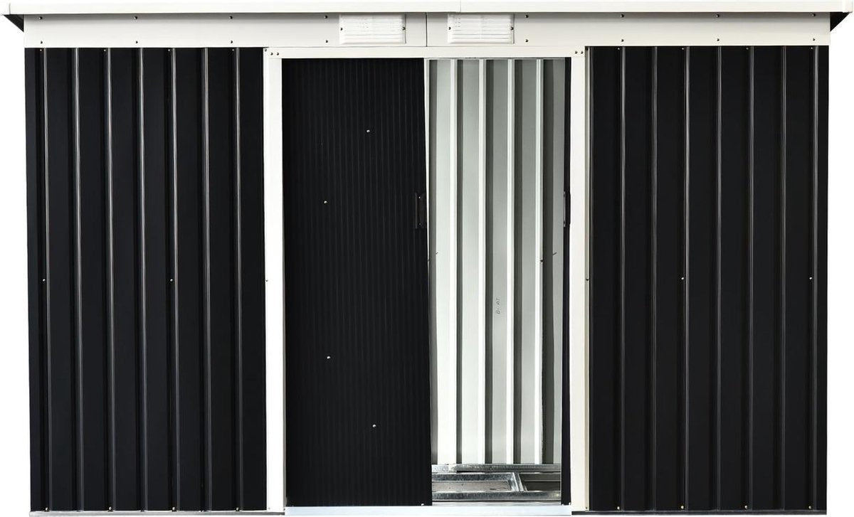 Tuinhuis metaal - Metalen gereedschapsschuur - Tuinberging - Opbergkast met deuren - Schuur gereedschap - Tuinkast - 277 x 130 x 173 cm