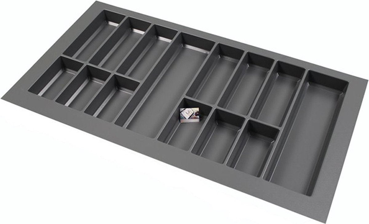 Plastic Cutlery Tray Classic Series Anthracite, Width 98-90 cm - Depth 54-47 - Width and depth can be customized - Cutlery drawer, Cutlery holder, Custom cutlery trays