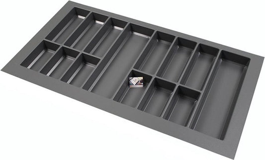 Plastic Cutlery Tray Classic Series Anthracite, Width 98-90 cm - Depth 54-47 - Width and depth can be customized - Cutlery drawer, Cutlery holder, Custom cutlery trays