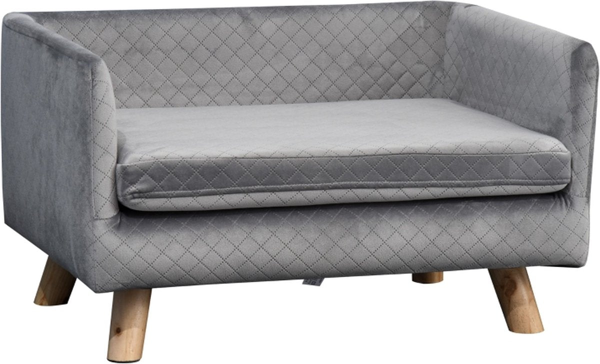 Hondenbed - Hondensofa - Hondenkussen - Hondenmand - Grijs - 64 x 45 x 36 cm