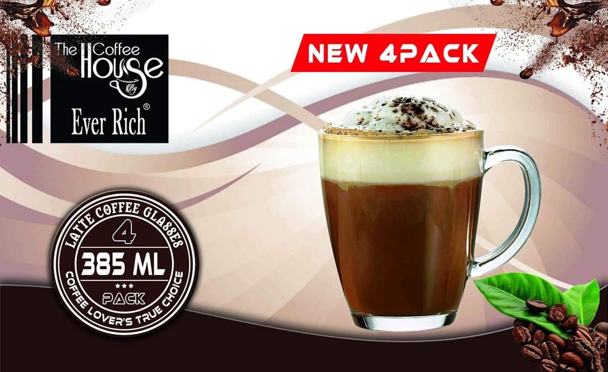 Latte Glazen Thee Koffie Kopjes - Geschikt voor Tassimo & Dolce Gusto - Set van 4 (385ml) met Lepels Cappuccinoglazen