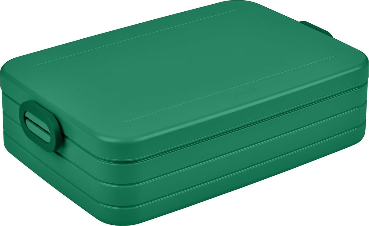Large lunchbox with bento box, for 4 sandwiches or 8 slices of bread, lunchbox for small snacks and leftovers, lunchbox for adults, food box with compartments, Vivid Green