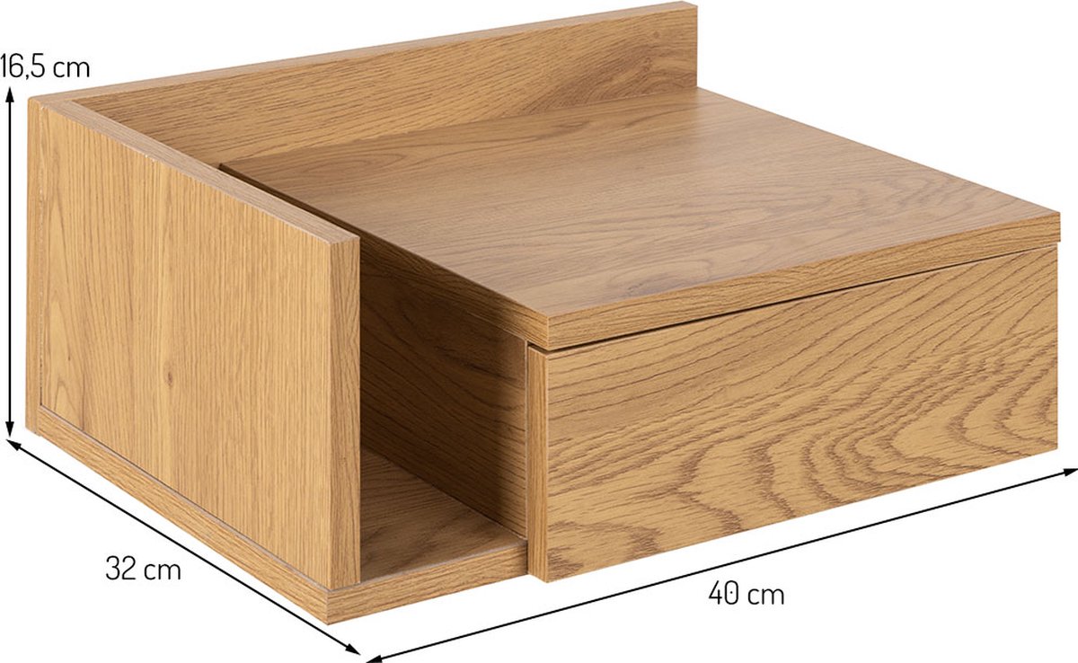 Floating Bedside Table with Storage Compartment Aydin Wood