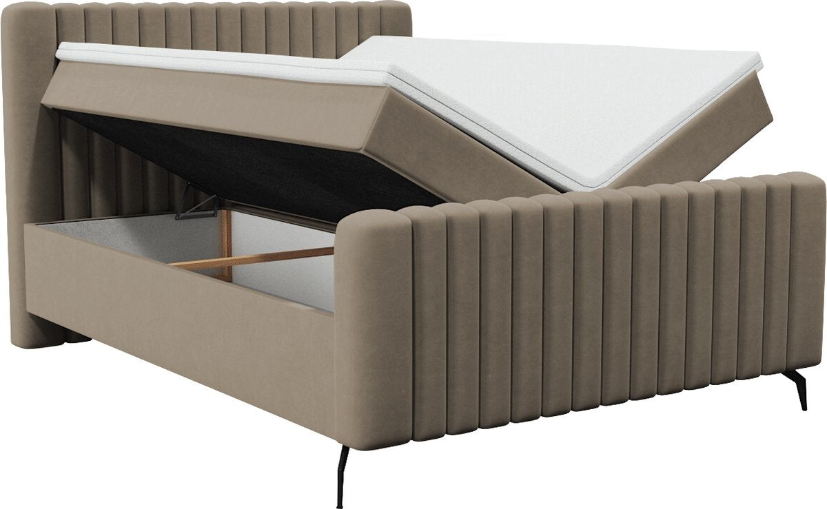 Meuba Home® - Prada Boxspring - Taupe - 140x200 - met Opbergruimte