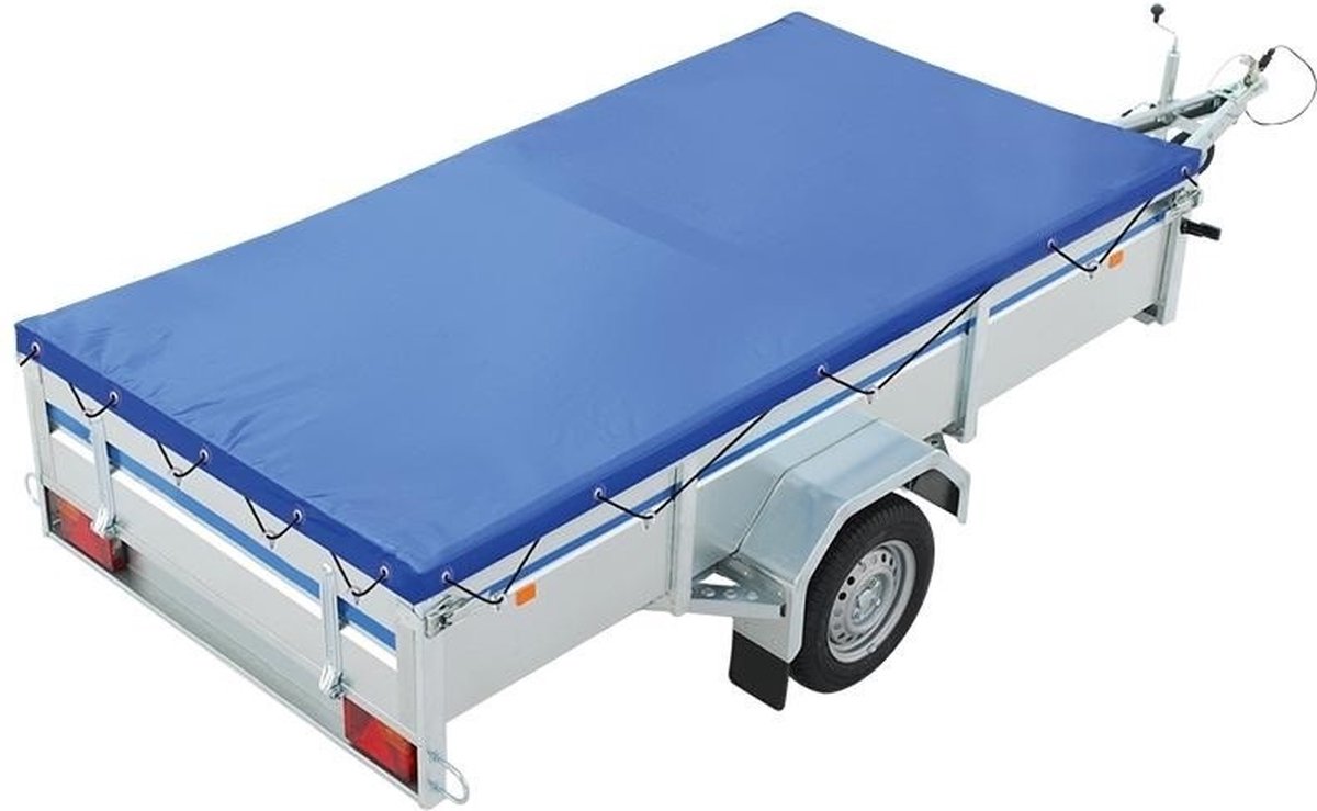 Afdekzeil - voor aanhanger - met koord - blauw - 258 x 135 cm