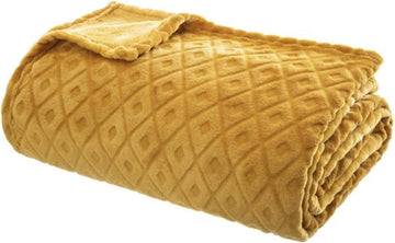 Fleecedeken geel 180x230 cm - Fleece deken dekbed - Plaid woonkamer en slaapkamer