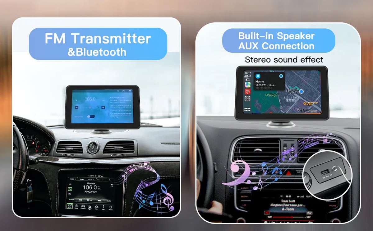7 inch Scherm geschikt voor Apple Carplay en Android Auto - Draadloos Autoradio Dongle - Bluetooth Multimedia Speler