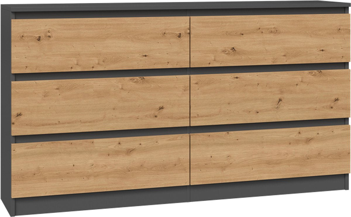 Ladekast 6 Lades - Antraciet eiken dressoir