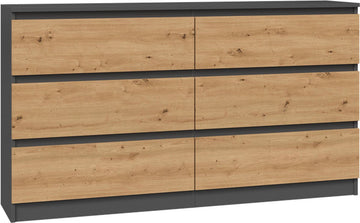 Ladekast 6 Lades -Antraciet eiken dressoir