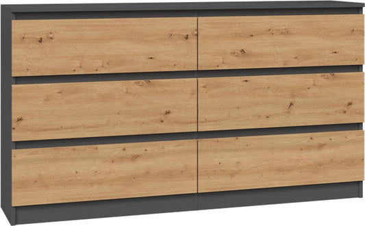 Ladekast 6 Lades - Antraciet eiken dressoir