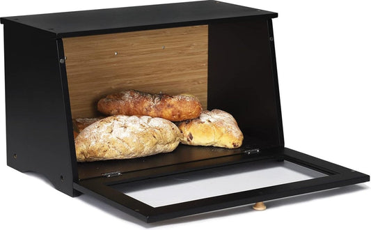 Accessoires Broodtrommel bamboe broodcontainer voedselveilig broodopslag onderhoudsvriendelijk 39x21x23cm zwart
