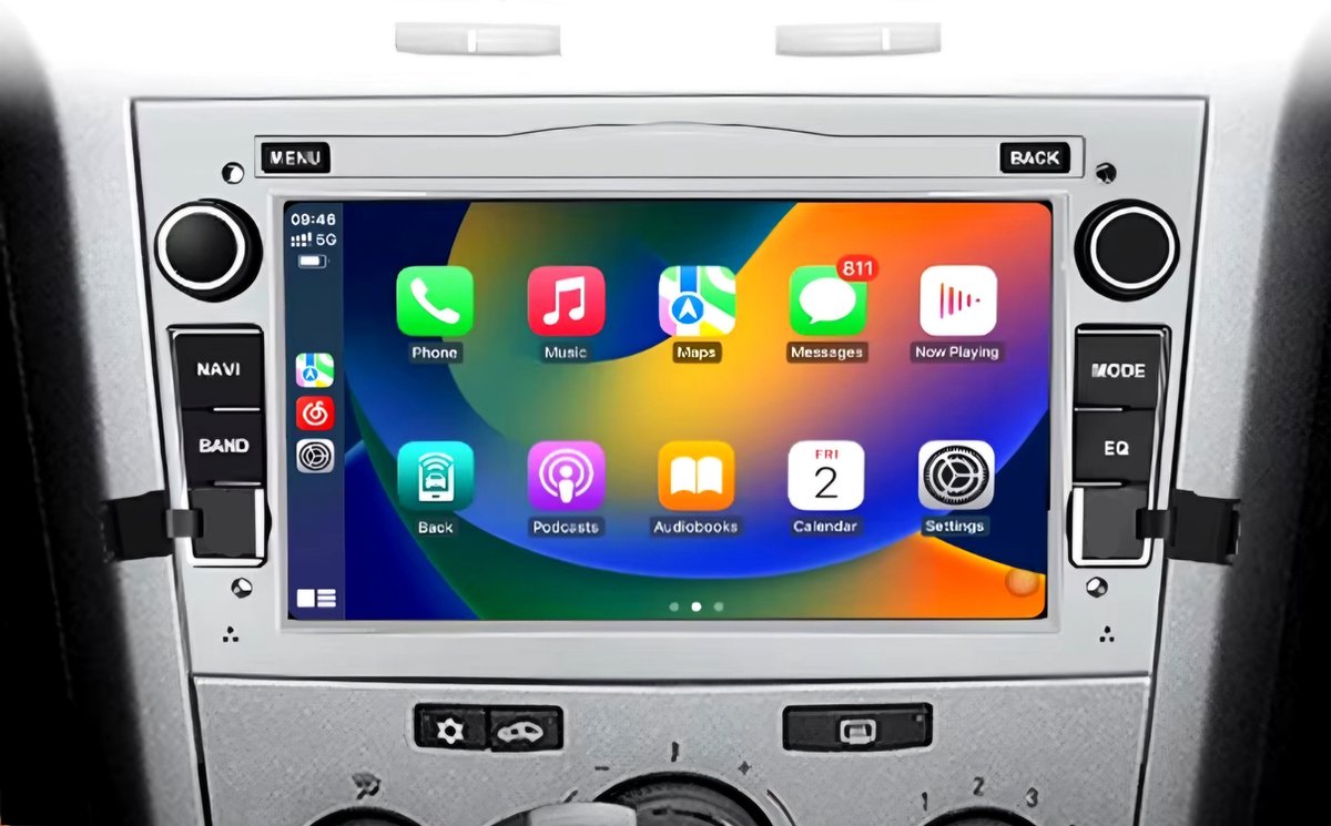 Opel Astra H Corsa C & D Agila Combo Antara Vectra Zafira Meriva Vivaro Tigra | Zilvergrijs 2002 - 2013 | Carplay & Android Auto | 1GB & 32GB | Autoradio met Navigatie | Radioscherm | 2003 2004 2005 2006 2007 2008 2009 2010 2011 2012