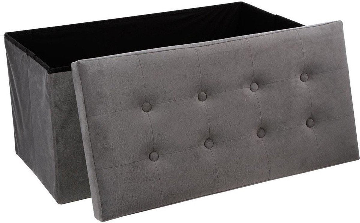 Poef + Opbergbox Groot Mathieu Grijs Fluweel