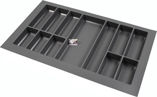 Plastic Cutlery Tray Classic Series Anthracite, Width 88-80 cm - Depth 54-47 - Width and depth customizable - Cutlery drawer, Cutlery holder, Custom-made cutlery trays