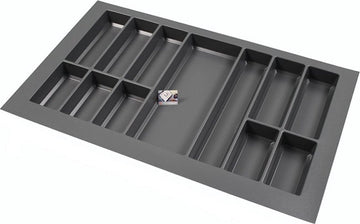 Kunststof Bestekbak Classic Serie Antraciet, Breedte 88-80 cm - Diepte 54-47 - Breedte en diepte op maat te maken - Besteklade, Bestekhouder, Bestekbakken op maat