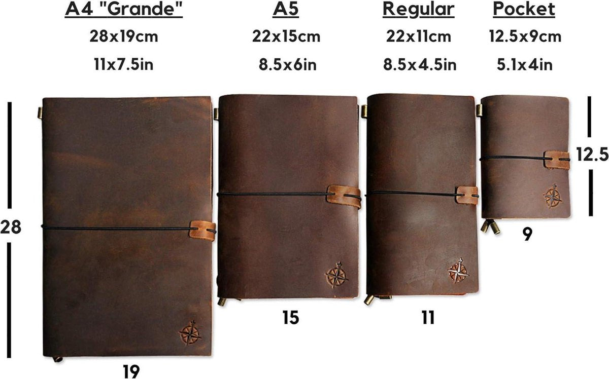 Klein navulbaar leren zaknotitieboekje voor op reis - Mini-dagboek om in te schrijven - Perfect cadeau voor reizigers en professionals - Organizer en notitieboekje - 12,5 x 9 cm