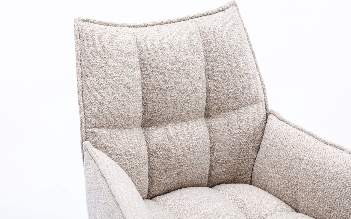 Dining chair - Chair - Dynasty - With arm - Fabric alpine - boucle fabric - Natural 01 - Swivel