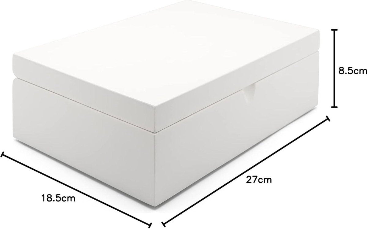 Large 7-piece wooden tea bag box white 27 x 185 cm - Tea box without window - Tins for loose tea Tea box