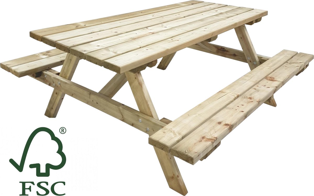 ATLANTIS Houten Picknicktafel - 180 cm - 6 Personen