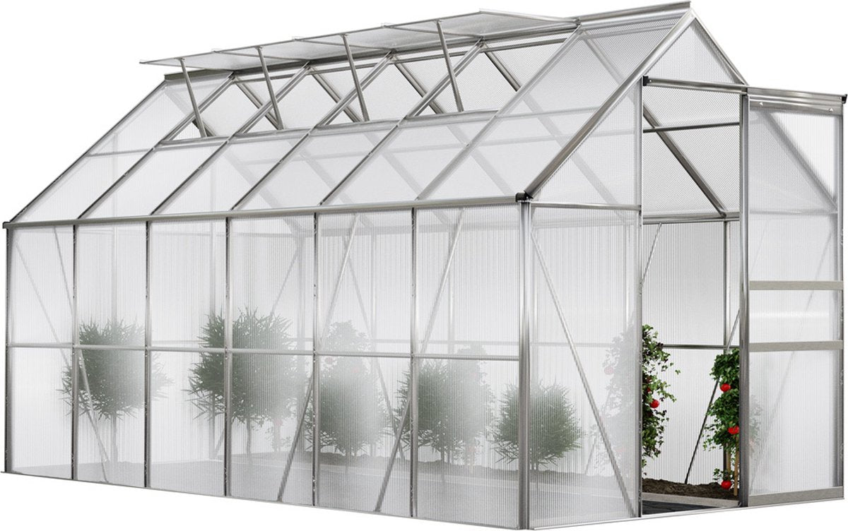 Tuinkas Aluminium - 7,2 m² 4 Dakramen Regengoot - 380x190cm