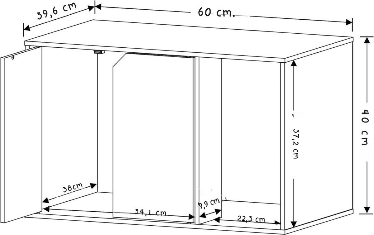 Kattenbak Kast - Kattenhuis - Kattenmand - Halmeubel â€“ Dierenhuis - Nachtkastje - Kattenkast - Dressoir â€“ Kattenhok - Bijzetkastje - Krabpaal - Katten Mand - 60 x 39,6 x 40 cm - Wit