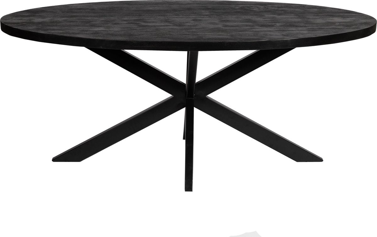 Thom - Dining table - Oval 190cm - Fully Black Cross Leg - Mango wood 5cm thick top