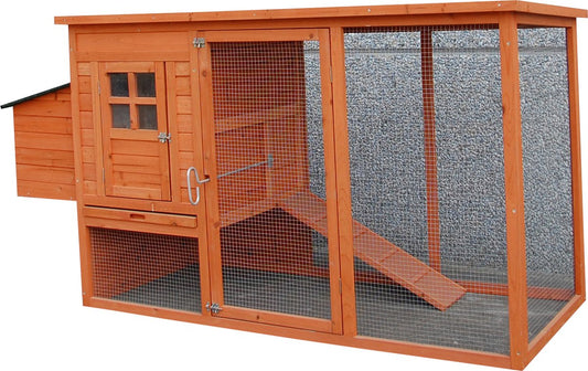 Chicken Coop Leonie - with Nest Box and Outdoor Run - 198 x 75 x 103 cm