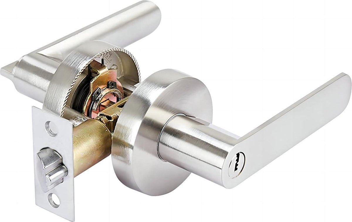 Door Handle Lock Interior Privacy for Bedroom-Closet-Office, Size 60/70mm Round Silver Door Knob Latch