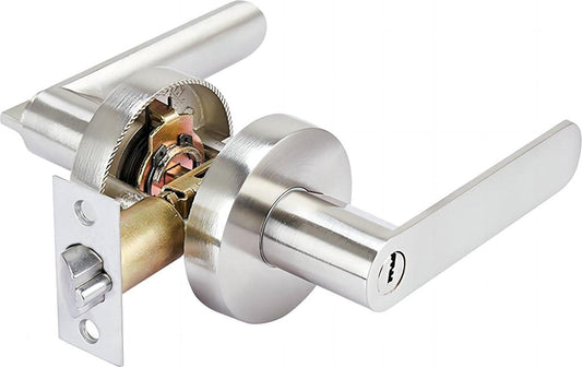 Door Handle Lock Interior Privacy for Bedroom-Closet-Office, Size 60/70mm Round Silver Door Knob Latch