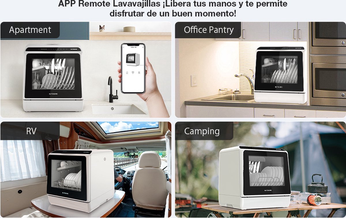 Mini vaatwasser - Kleine vaatwasser - Smalle vaatwasser â€“ Met APP â€“ 900W - 5L - Keukens - Camping vaatwasser - Mini afwasmachine - Caravan - Camper - Camping vaatwasser