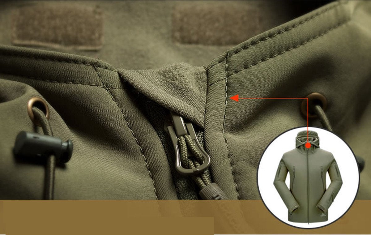 Soft Shell Tactisch Legerjack - Heren Outdoor Jas - Zwart - L