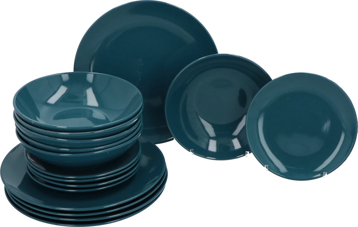Porcelain Dinnerware Set 6 Person 18-piece - Petrol Blue