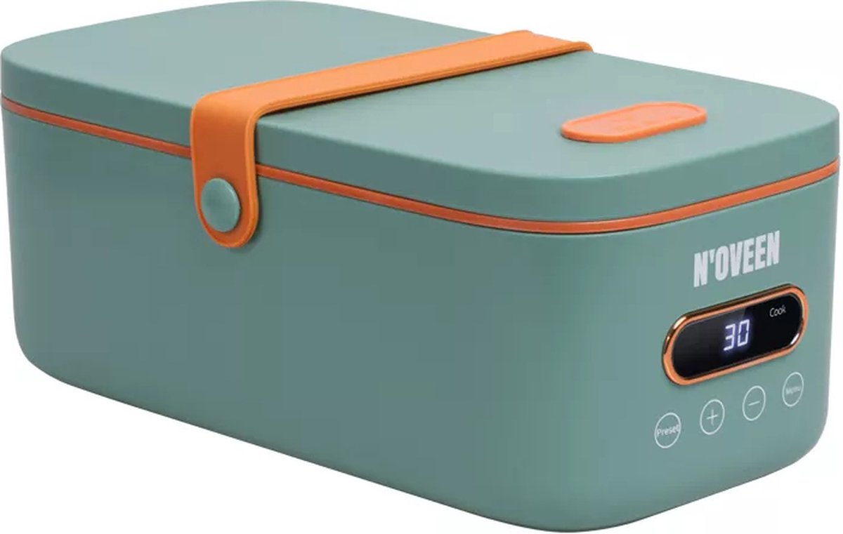 NOVEEN - MLB911 X-LINE Multi Lunch Box - Elektrische Maaltijdverwarmer met Keramische Coating, Digitaal Display en Accessoires - Compact en Stijlvol Ontwerp voor Kantoor en Onderweg - Groen