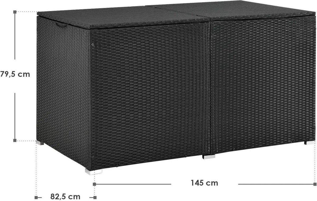 Polyrotan opbergbox Ikaria 950 ltr Zwart