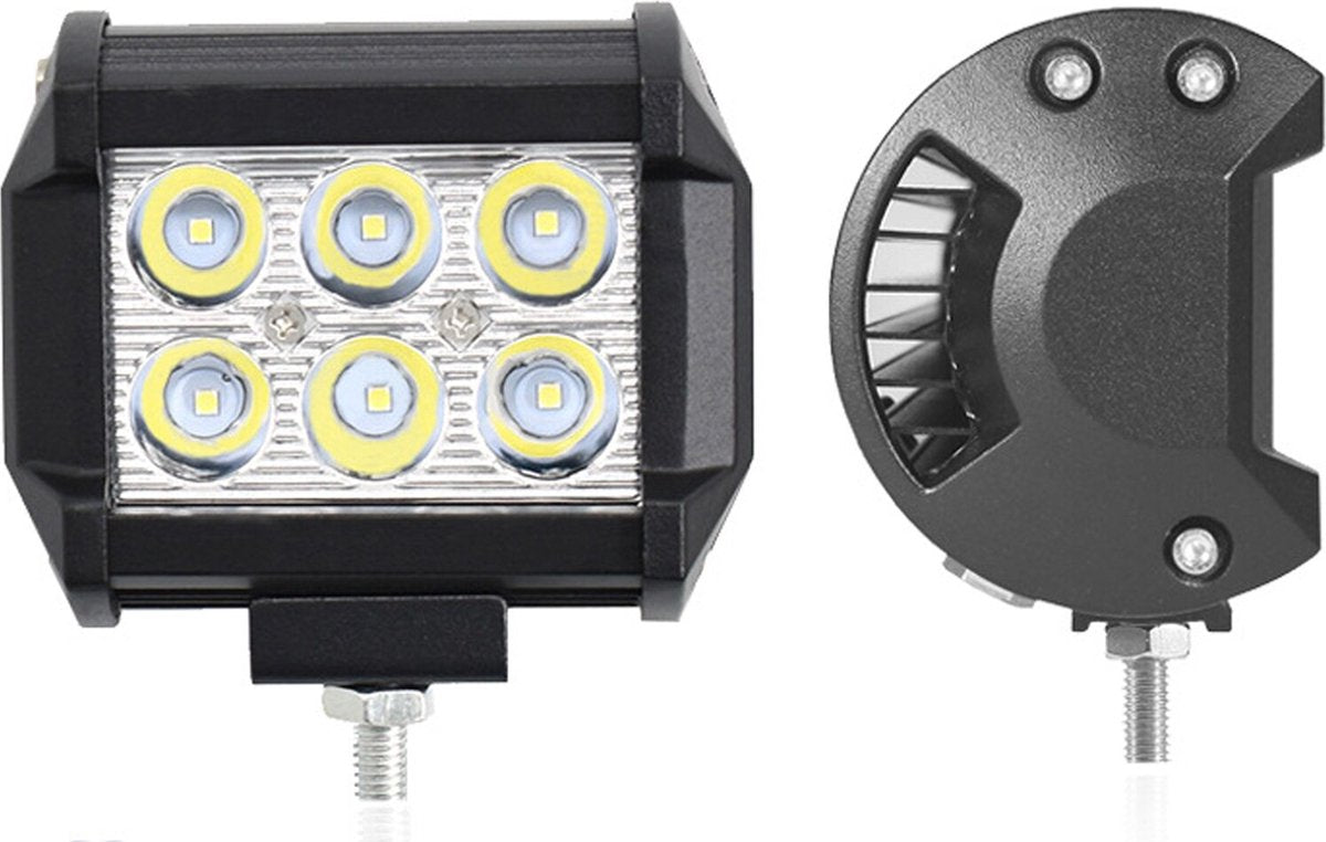 (2 Stuks) 18 Watt 12V LED-lamp voor offroadverlichting Verstraler werklamp IP67 | 6000K | SUV | ATV | Boot | Bus |
