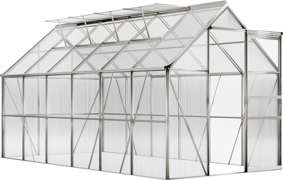 Tuinkas Aluminium - 7,2 m² 4 Dakramen Regengoot - 380x190cm