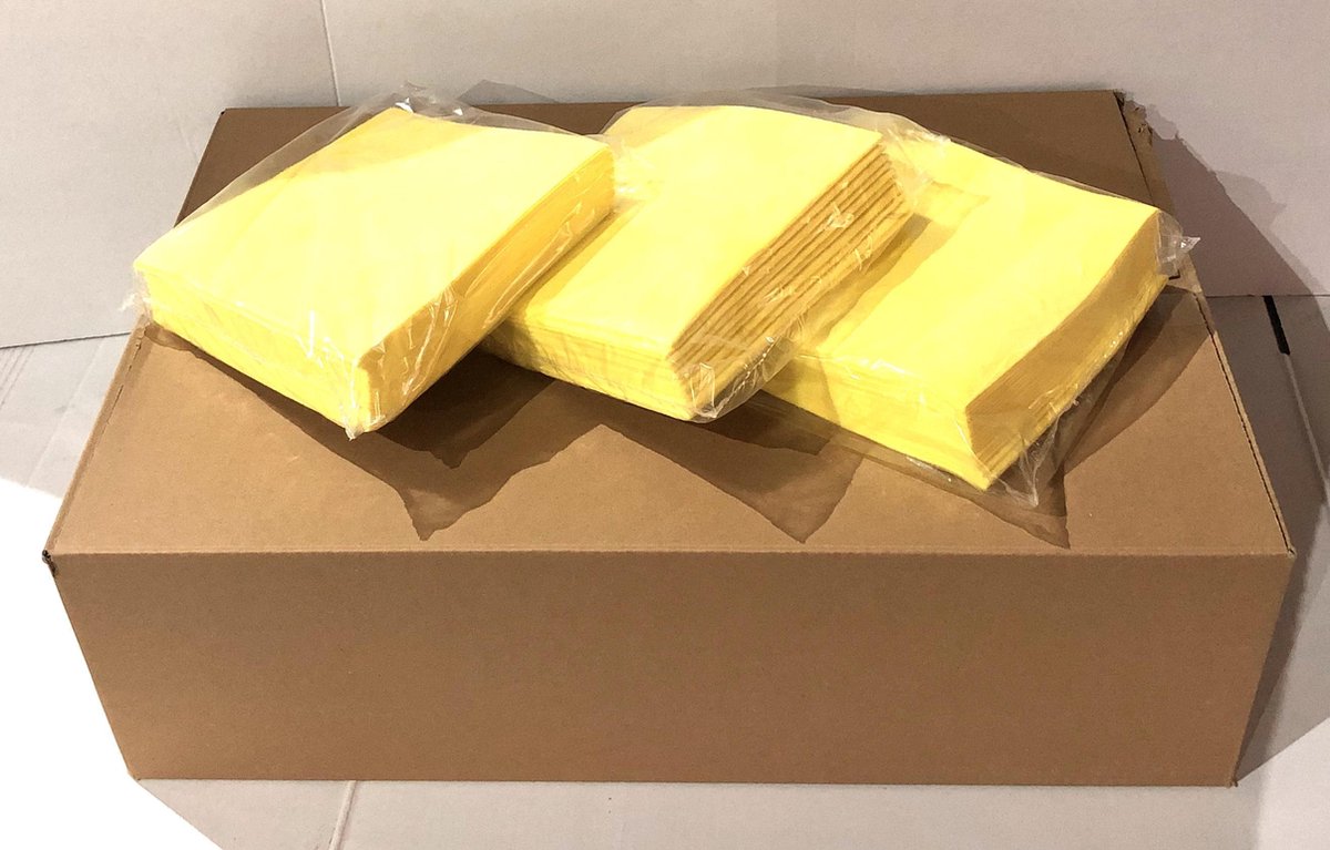 Sopdoeken / vaatdoekjes geel viscose. 200 stuks (20x10) vaatdoeken. HACCP 5 kleuren leverbaar
