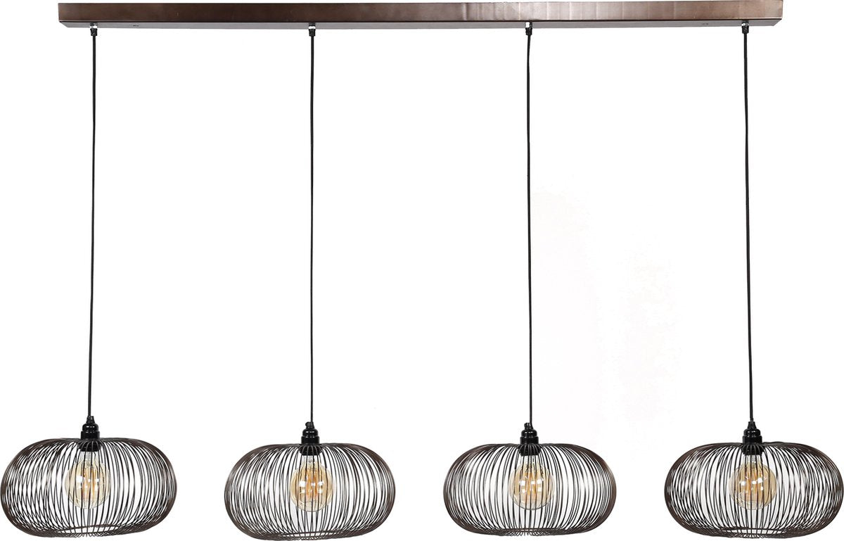 Hanging lamp Copper Twist | 4-lights | black nickel | metal | Ø 34 cm | 170 cm wide | height adjustable up to 150 cm | dining room / dining table lamp | modern / atmospheric design