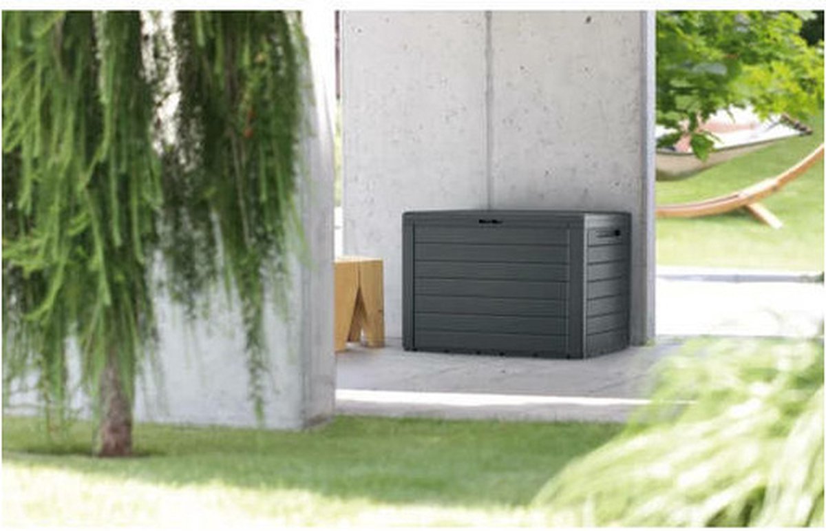 Prosperplast Kussenbox - houtlook - 280 liter - 116 x 43,8 x 55 cm - kussen opbergbox