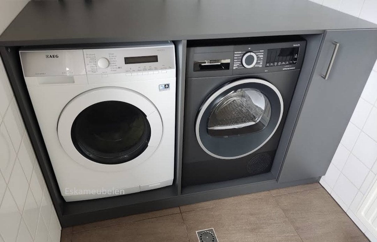 Wasmachine ombouw Design - Wasmachinekast - Antraciet - Planken rechts