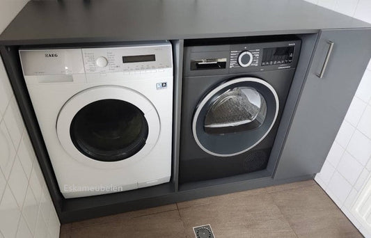 Wasmachine ombouw Design - Wasmachinekast - Antraciet - Planken rechts