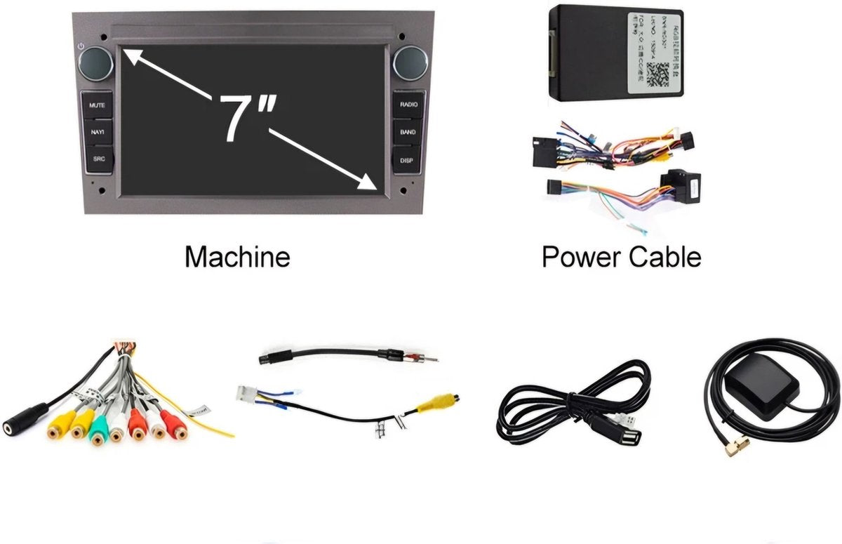 Opel Astra H Corsa C & D Agila Combo Antara Vectra Zafira Meriva Vivaro Tigra | Grijs 2002 - 2013 | Carplay & Android Auto | 1GB & 32GB | Autoradio met Navigatie | Radio scherm | 2003 2004 2005 2006 2007 2008 2009 2010 2011 2012