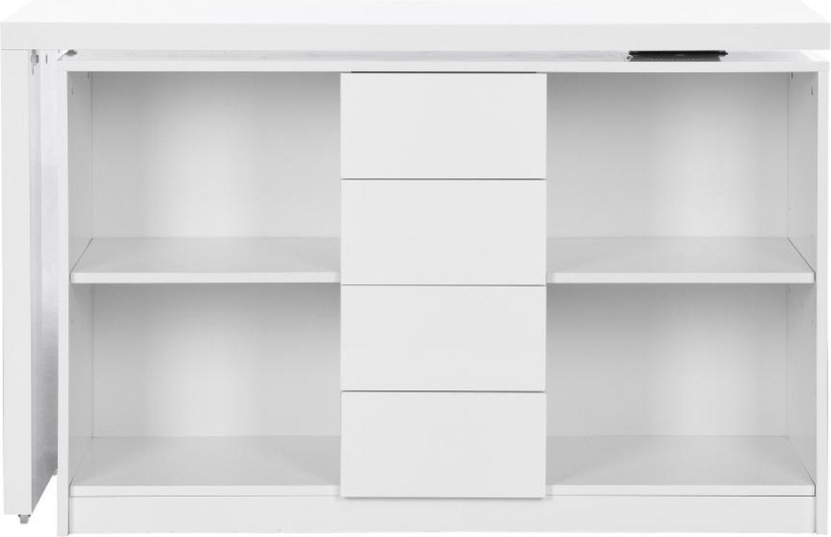 Extendable desk with 360° rotating top - MDF - White lacquered - PAVELO L 190 cm x H 76.5 cm x D 42 cm